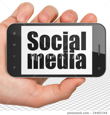 Social network concept: Hand Holding Smartphone Social network concept: Hand Holding Smartphone 34465344