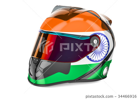 Racing helmet with flag of India, 3D rendering 34466916