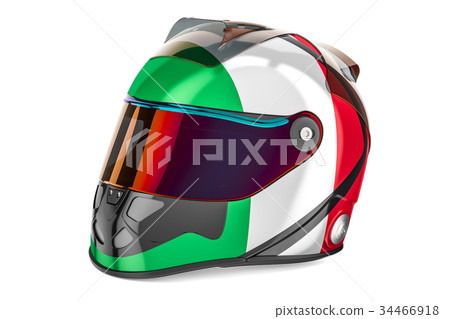Racing helmet with flag of Italy, 3D rendering Racing helmet with flag of Italy, 3D rendering 34466918