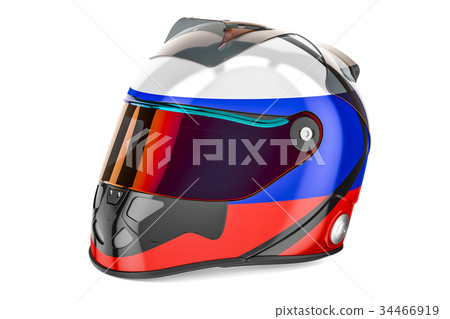 Racing helmet with flag of Russia, 3D rendering Racing helmet with flag of Russia, 3D rendering 34466919