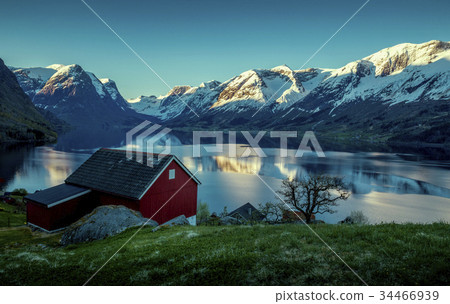 Norwegian fjord landscape in springtime Norwegian fjord landscape in springtime 34466939