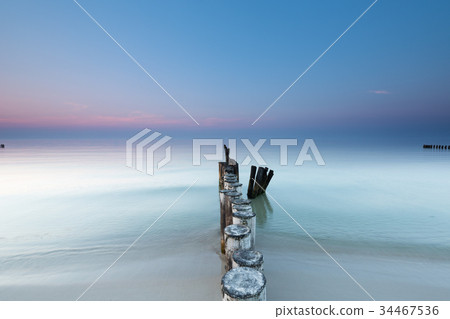 Baltic Sea and breakwater. Long exposure Baltic Sea and breakwater. Long exposure 34467536