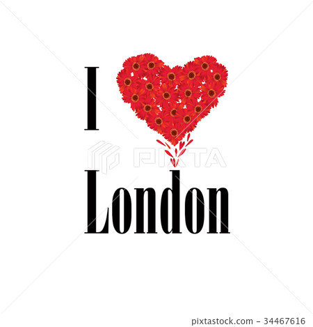 I love London lettering, floral heart Travel sign 34467616