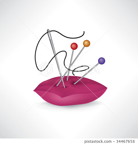 Needle and thread icon. Sewing sign. 34467658