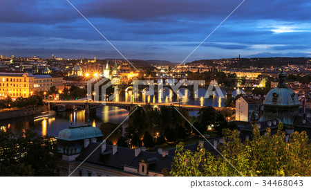 Night view of Prague, Czech Republic 34468043