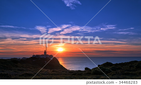Lighthouse at Cabo da Roca in Portugal at sunset 34468283
