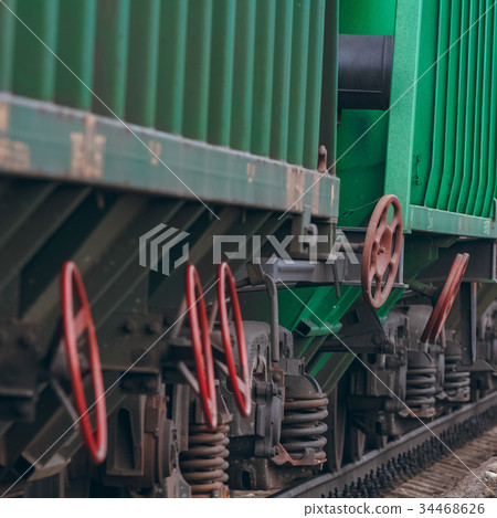 Green cargo wagons close up Green cargo wagons close up 34468626