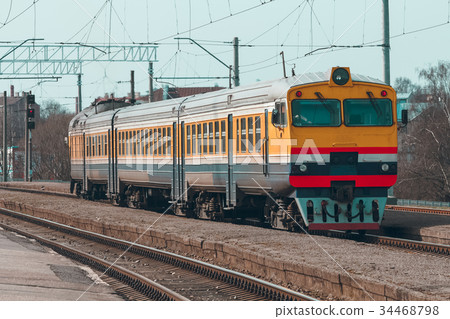 Yellow diesel train 34468798