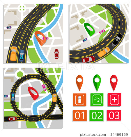 Road Infographic. Emergency services. A set of 34469169