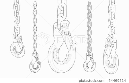 Hook with chain. Vector Hook with chain. Vector 34469314