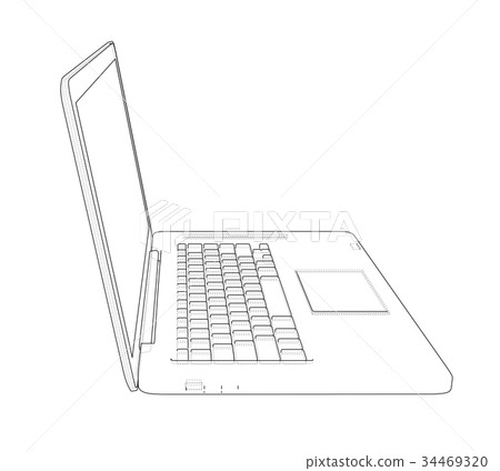 Laptop sketch. Vector 34469320