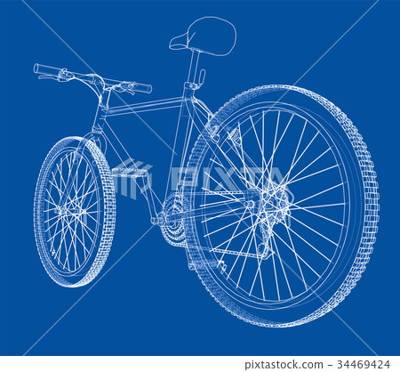 Bicycle. Wire-frame style. Vector - Stock Illustration [34469424] - PIXTA