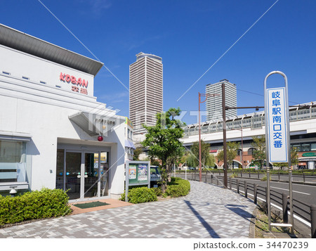 Gifu station square city view Gifu station south exit police box Gifu station square city view Gifu station south exit police box 34470239