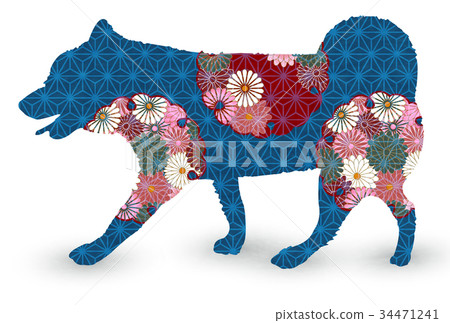 New Year card chrysanthemum icon 34471241