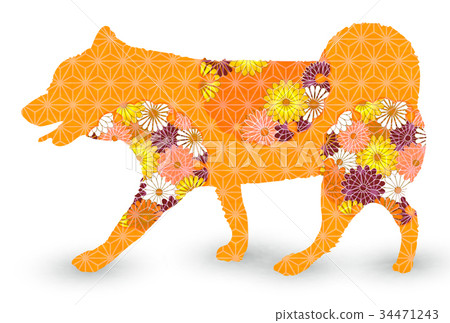 New Year card chrysanthemum icon 34471243