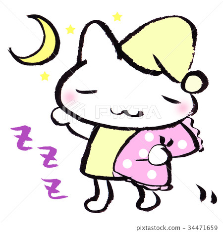 Good night white cat 34471659