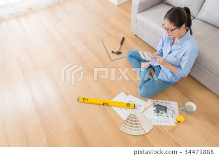high angle view of elegant beauty girl engineer high angle view of elegant beauty girl engineer 34471888
