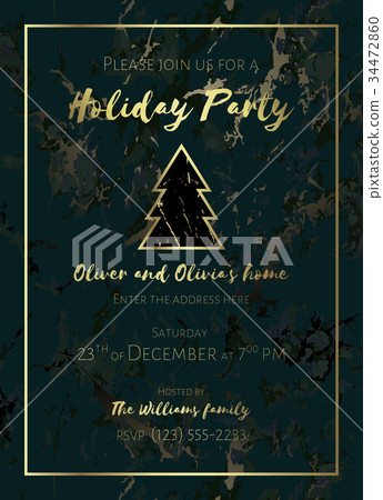 Invitation to a holiday party. Marble background. 34472860