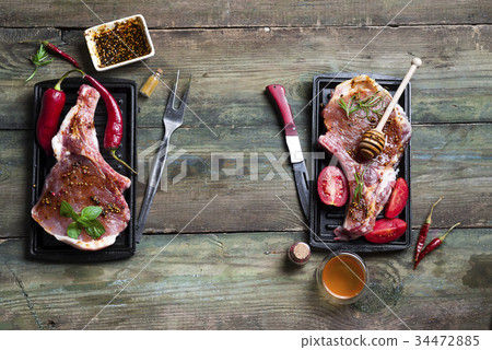 Raw meat, beef steak Raw meat, beef steak 34472885
