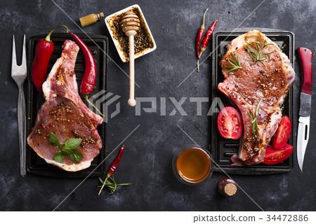Raw meat, beef steak Raw meat, beef steak 34472886