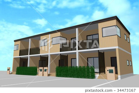 Blue sky and mansion 34473167