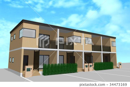 Blue sky and mansion 34473169