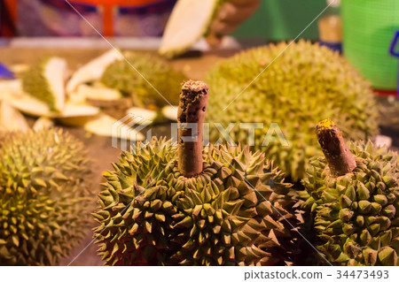 Abstract durian fruit in the street night market. 34473493