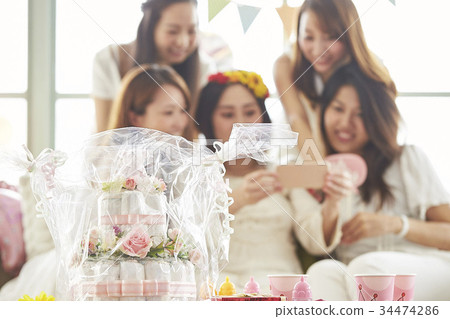 Commemorative photo of baby shower 34474286