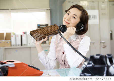 Showa OL work scene 34474877