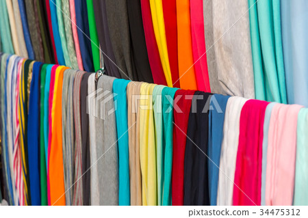 Fabric textile showcase, colorful materials Fabric textile showcase, colorful materials 34475312