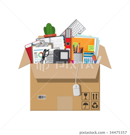 Moving to new office. Cardboard box 34475357