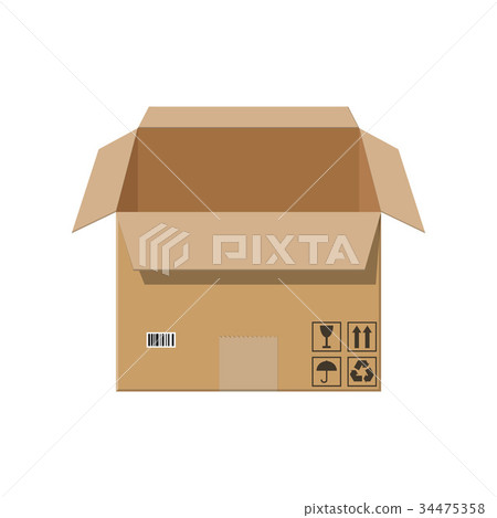 Open cardboard box. 34475358