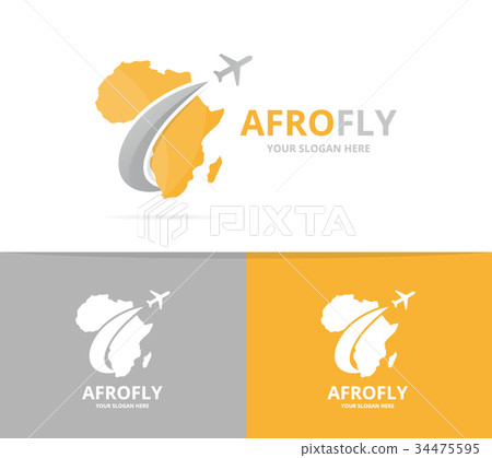 Vector africa and plane logo combination. Safari Vector africa and plane logo combination. Safari 34475595