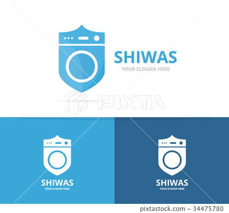 Vector of laundry and shield logo combination Vector of laundry and shield logo combination 34475780