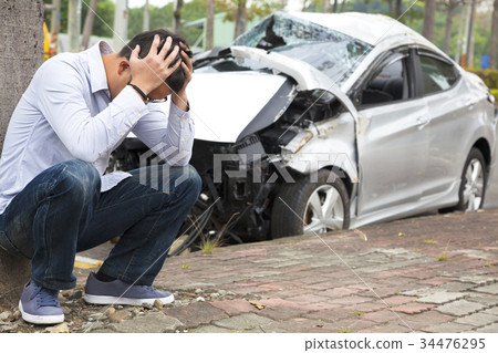 Upset driver After Traffic Accident 34476295