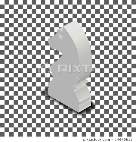 White knight chess piece isometric, vector  34476632