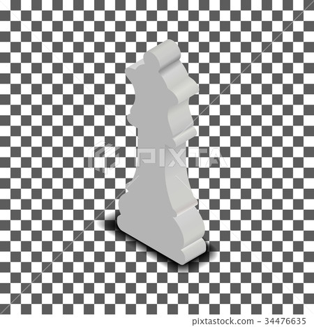 White queen chess piece in isometric, vector 34476635