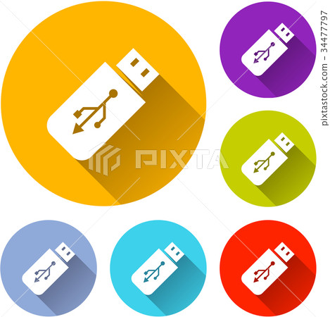 flash drive circle icons set 34477797