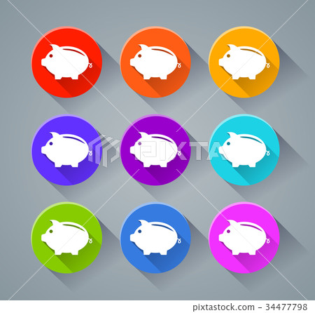piggy bank icons with various colors piggy bank icons with various colors 34477798
