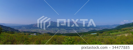 Spectacular mountain landscape panorama South Aso 34477885