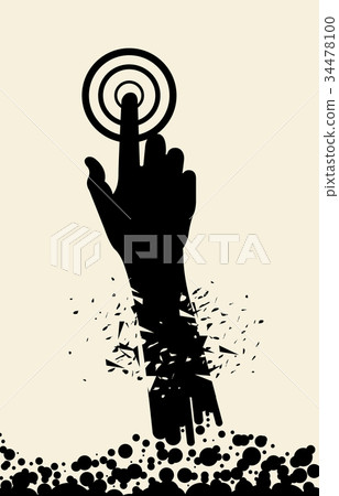 Silhouette hand finger click of particle Silhouette hand finger click of particle 34478100