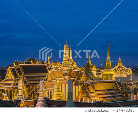 The Emerald Buddha at Sunset, Bangkok, Thailand The Emerald Buddha at Sunset, Bangkok, Thailand 34478385