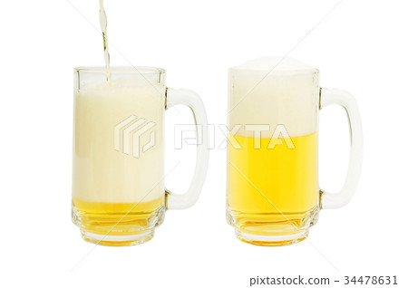 A glass of beer on a white background. 34478631