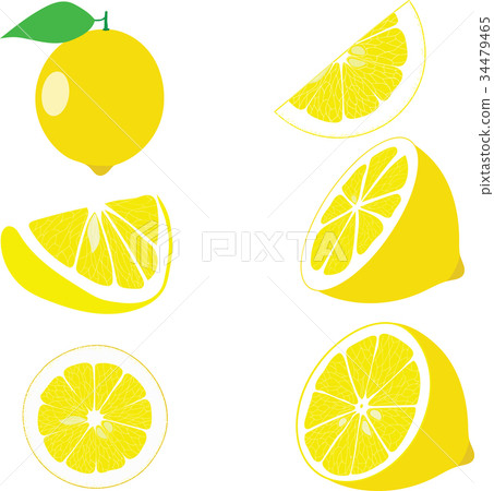 Lemon, lemon slices, set of lemons 34479465