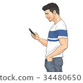 A man who uses a smartphone 34480650