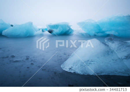 Melting ice on Ice Beach at Jokulsarlon glacier  34481713