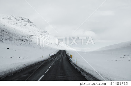 Winter road landscape in Iceland. Winter road landscape in Iceland. 34481715
