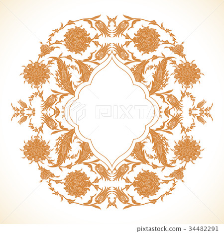 Arabesque vintage gold circle frame pattern design 34482291