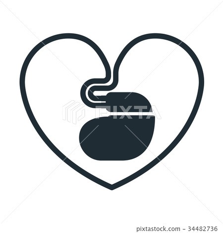 Cardiac pacemaker icon with  heart-shaped cord 34482736
