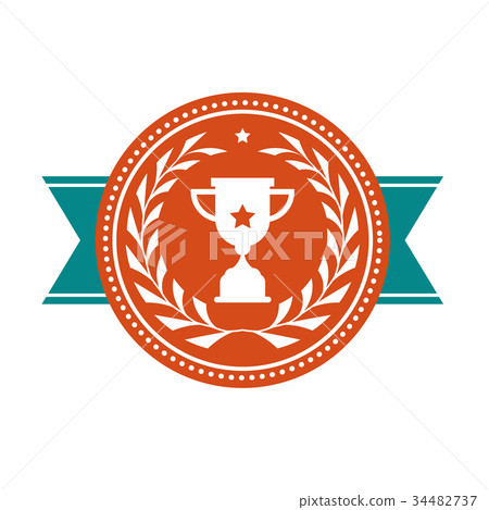 Achievement badge - award medal with sport cup Achievement badge - award medal with sport cup 34482737